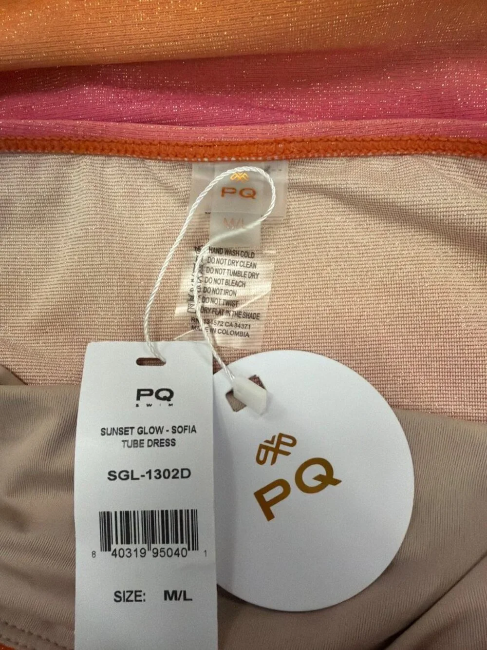 PQ Swim Sofia Tube Dress Sunset Glow Womens Size M/L - Picture 6 of 8